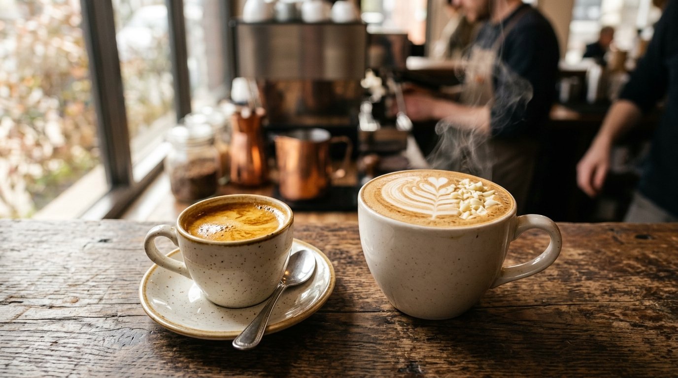 Freshly extracted espresso and handcrafted white chocolate mocha at Espresso 4 U in Tacoma